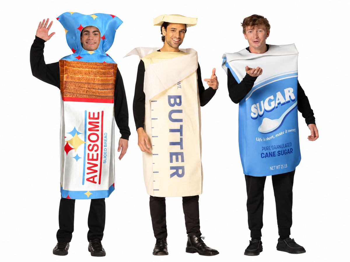Loaf of Bread, Stick of Butter & Sugar Package Group Halloween Costume, Adult One Size