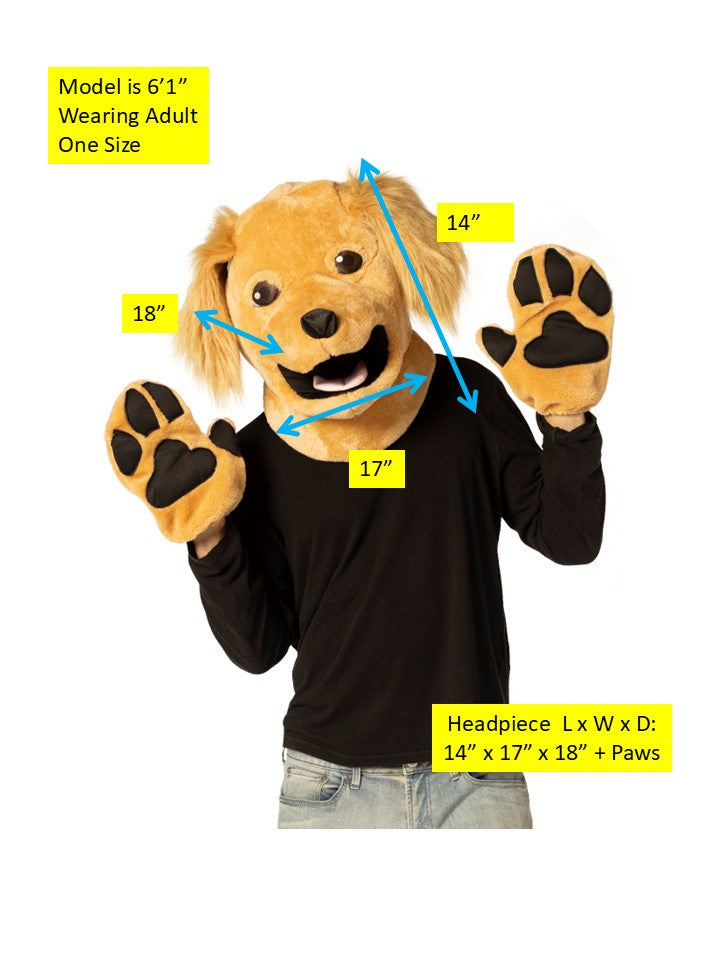 Brown Dog Headpiece Mask & Paws, Adult One Size