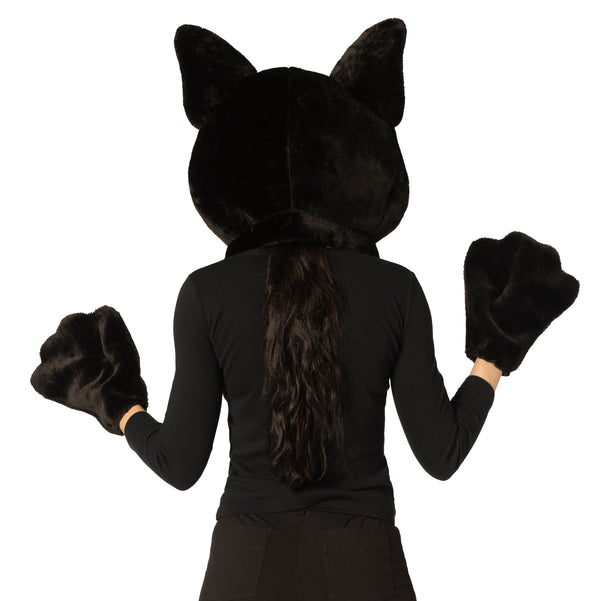 Black Cat Mask Headpiece with Paws, Adult One Size