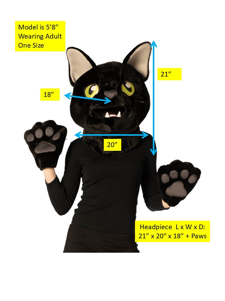 Black Cat Mask Headpiece with Paws, Adult One Size