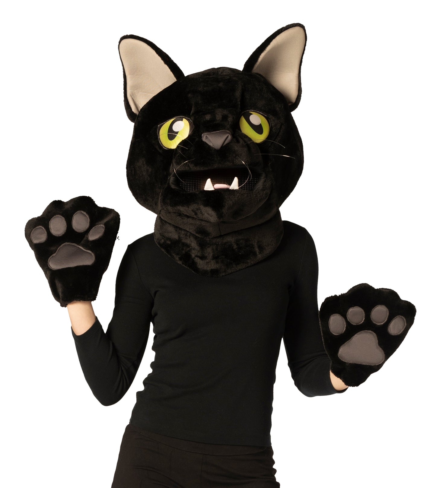 Black Cat Mask Headpiece with Paws, Adult One Size