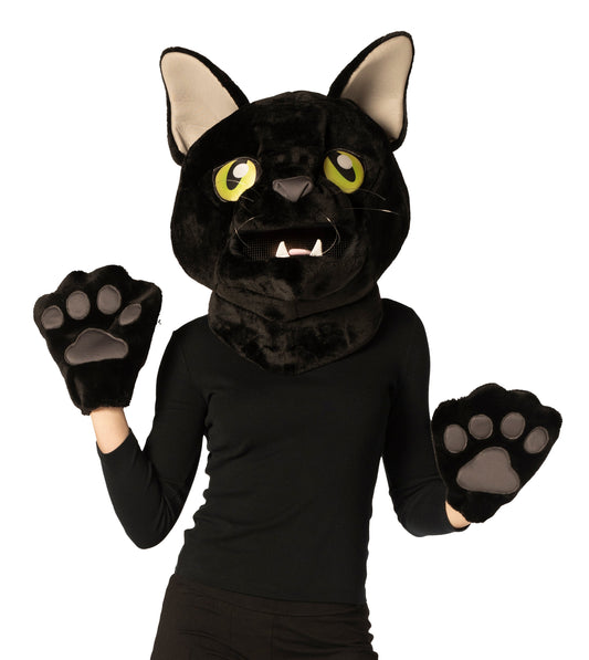 Black Cat Mask Headpiece with Paws, Adult One Size