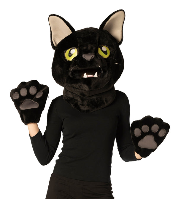 Black Cat Mask Headpiece with Paws, Adult One Size