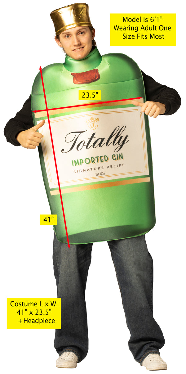 Gin Bottle with Hat Costume, One Size Fits Most