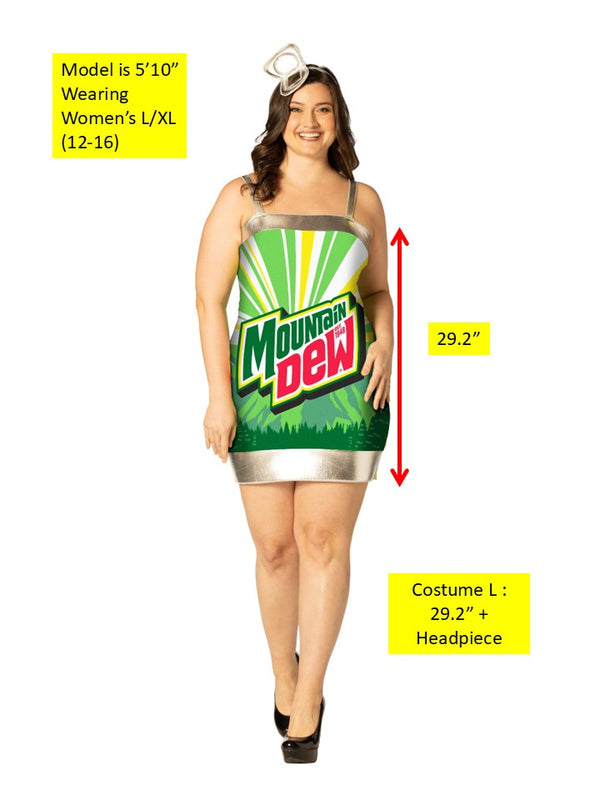 Mountain Dew Dress Costume, Women's Various Sizes