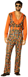 Swaggertown Pantsuit Orange & Teal Houndstooth Costume, Men's Various Sizes