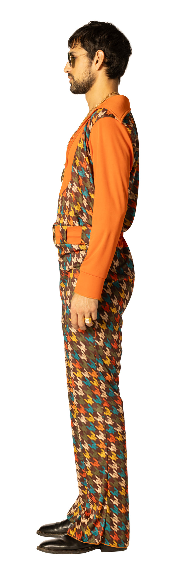 Swaggertown Pantsuit Orange & Teal Houndstooth Costume, Men's Various Sizes