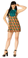 Swaggertown Dress Orange & Teal Cubes Costume, Women's Various Sizes