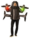 Drone with Red and Green Battery Operated Lights Costume, Adult One Size