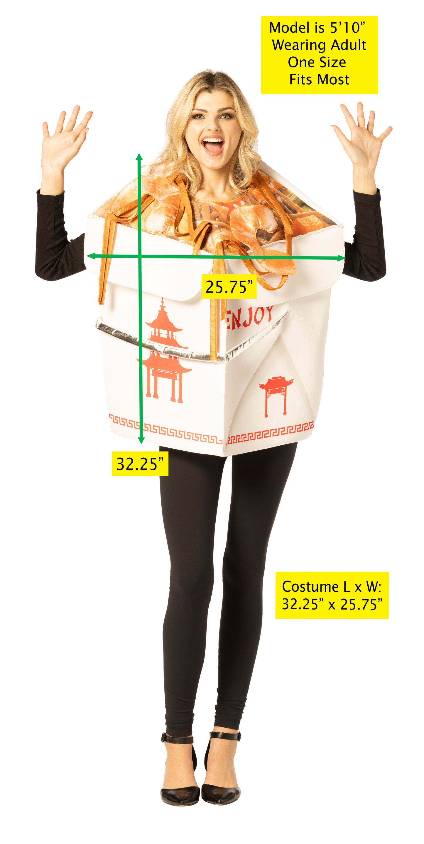 Chinese Lo Mein Take Out Container Costume, One Size Fits Most