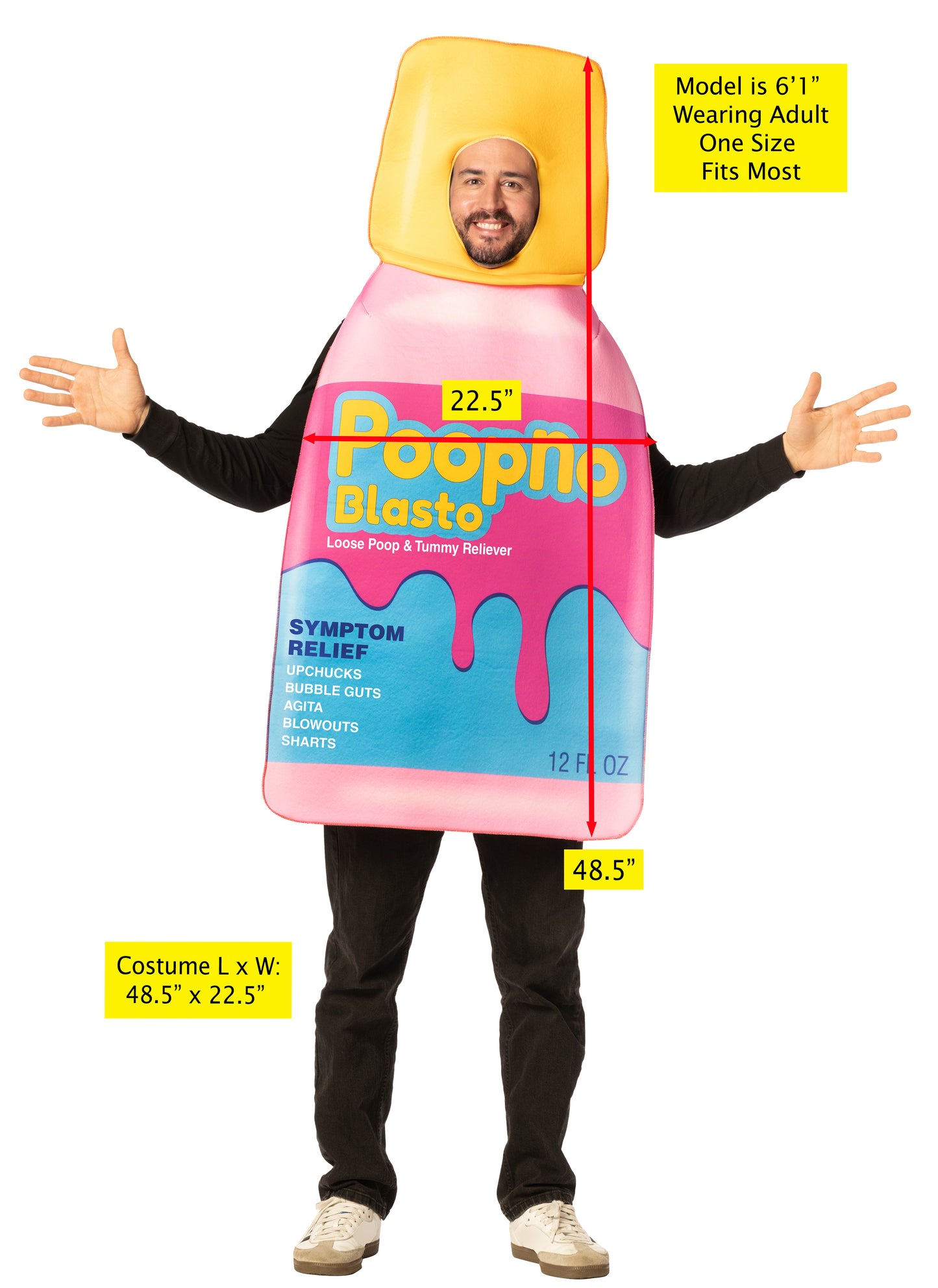 Poop No Blasto Pink Tummy Relief Costume, One Size Fits Most