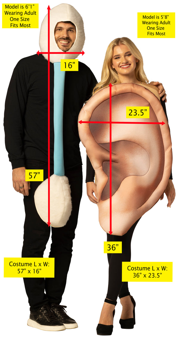 Cotton Swab & Ear Couple Costume, One Size Fits Most