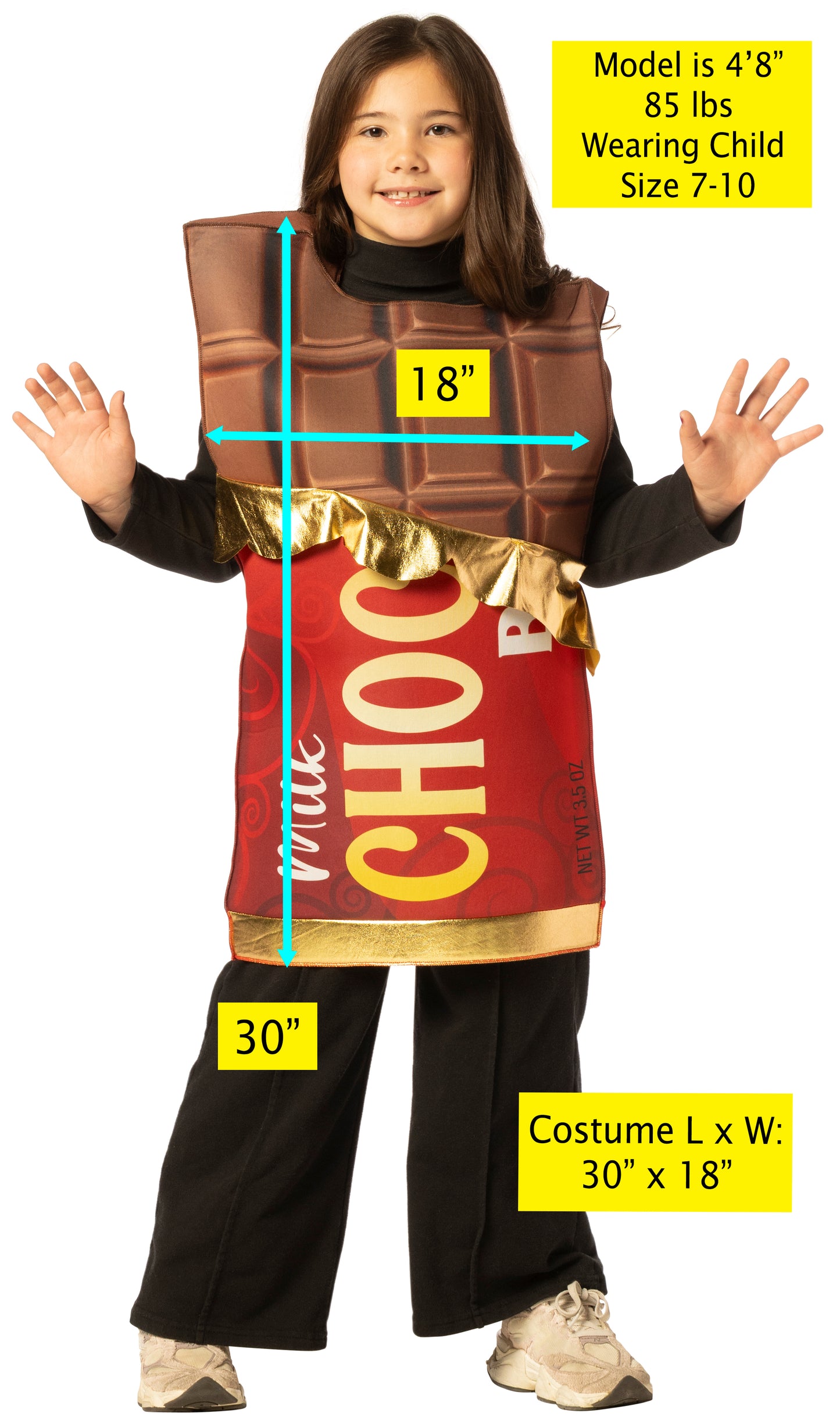 Milk Chocolate Bar Costume, Child Size 7-10