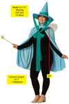 Fairy Godmother Hat, Cape, Wings & Wand, Blue Costume, One Size Fits Most