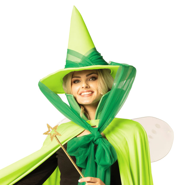 Fairy Godmother Hat, Cape, Wings & Wand, Green Costume, One Size Fits Most