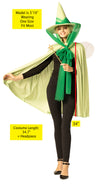 Fairy Godmother Hat, Cape, Wings & Wand, Green Costume, One Size Fits Most