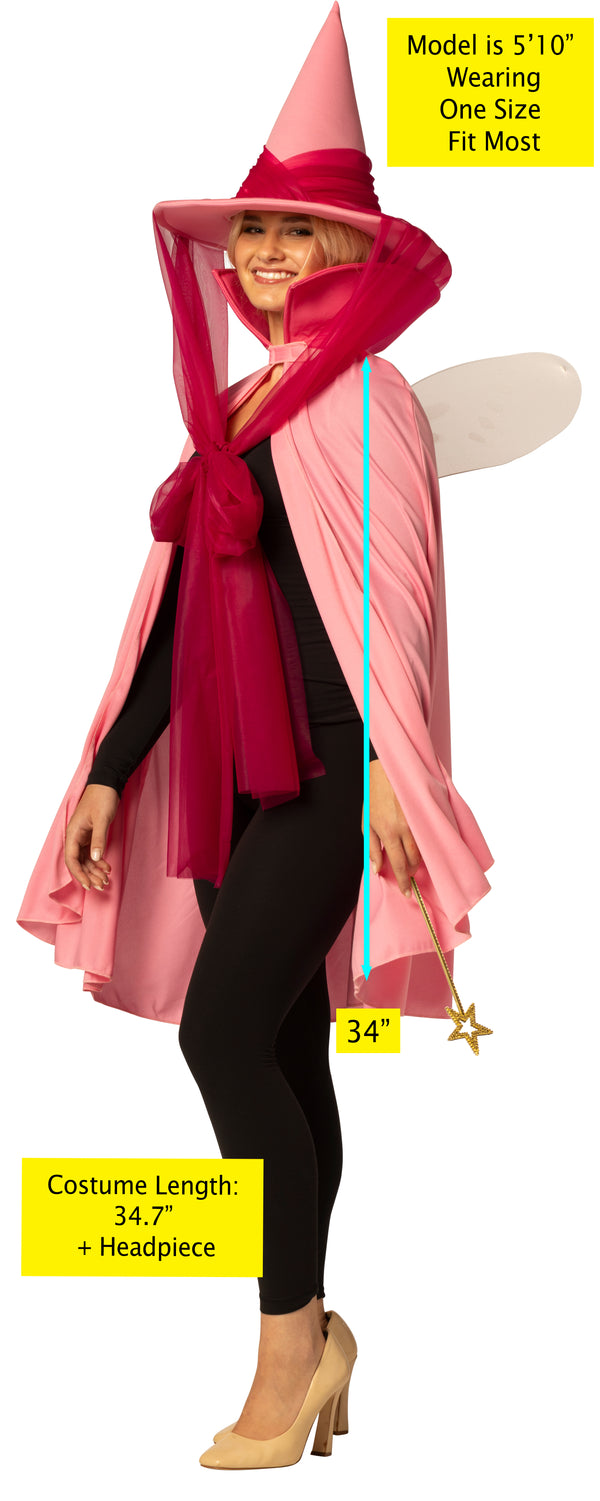 Fairy Godmother Hat, Cape, Wings & Wand, Pink Costume, One Size Fits Most