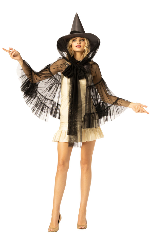 Witch Hat & Cape, Black Costume, One Size Fits Most