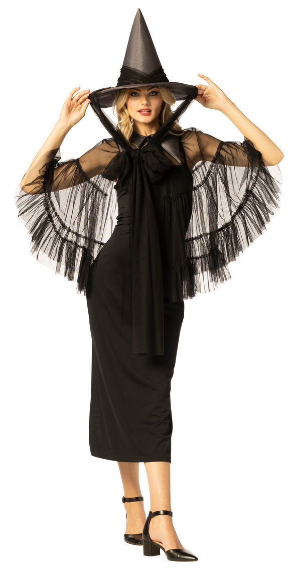 Witch Hat & Cape, Black Costume, One Size Fits Most