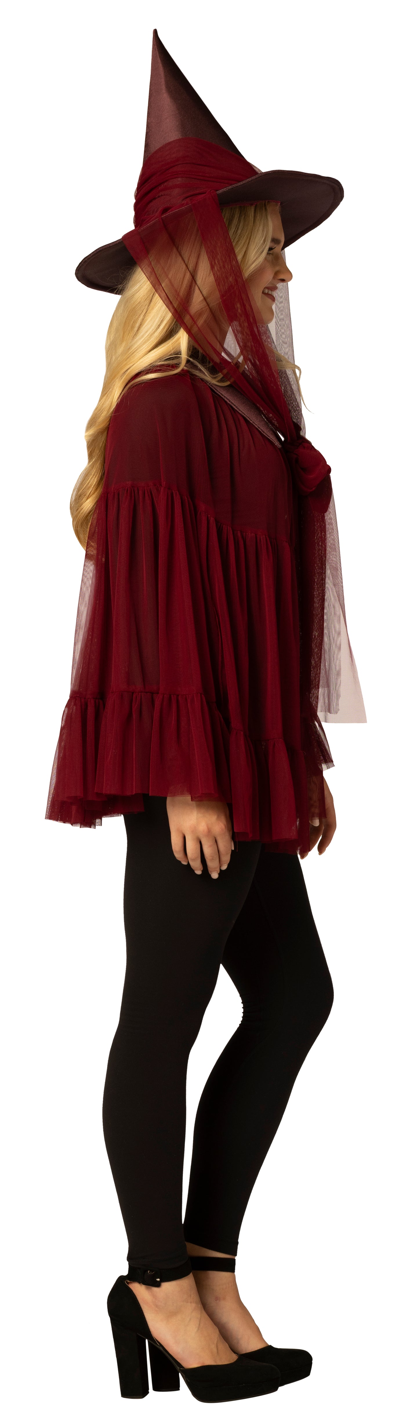 Witch Hat & Cape, Burgundy Costume, One Size Fits Most