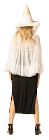 Witch Hat & Cape, White Costume,  One Size Fits Most