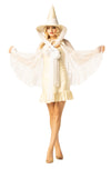 Witch Hat & Cape, White Costume,  One Size Fits Most