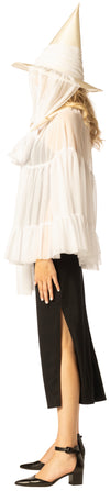 Witch Hat & Cape, White Costume,  One Size Fits Most