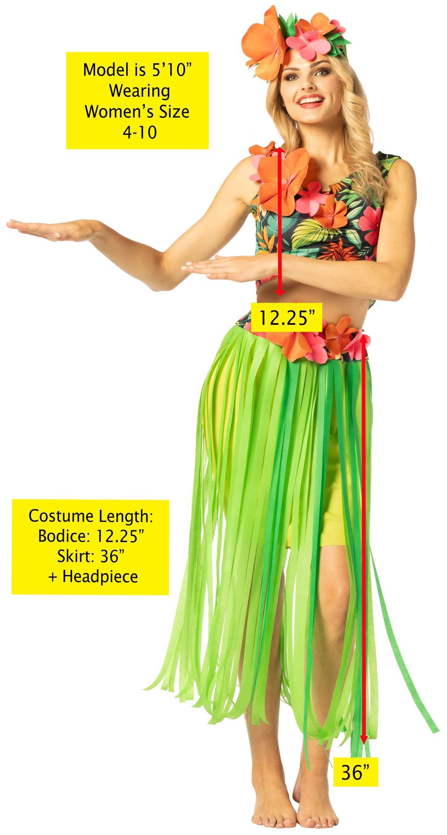 Hula Girl Costume, Women's Size 4-10