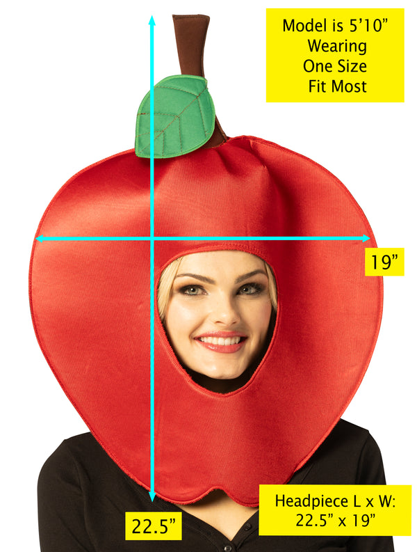 Red Apple Headpiece Costume, One Size Fits Most