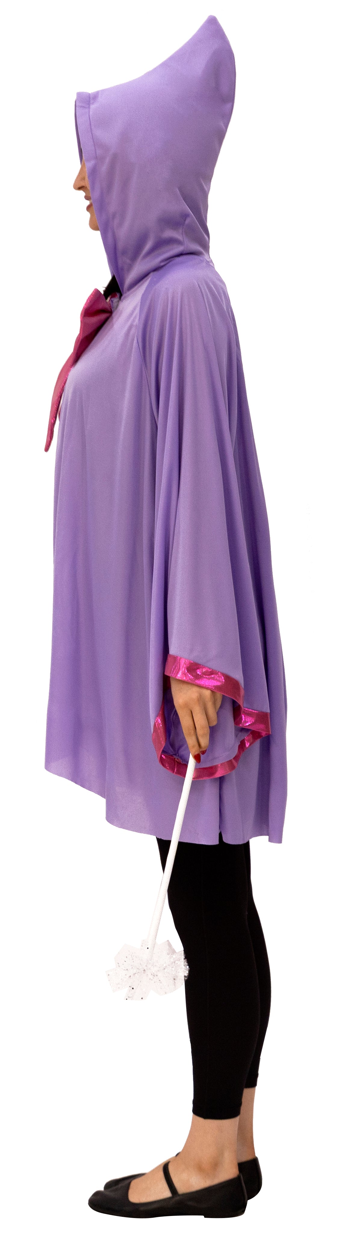 Fairy Godmother with Hooded Cape & Wand, Purple Costume, One Size Fits Most
