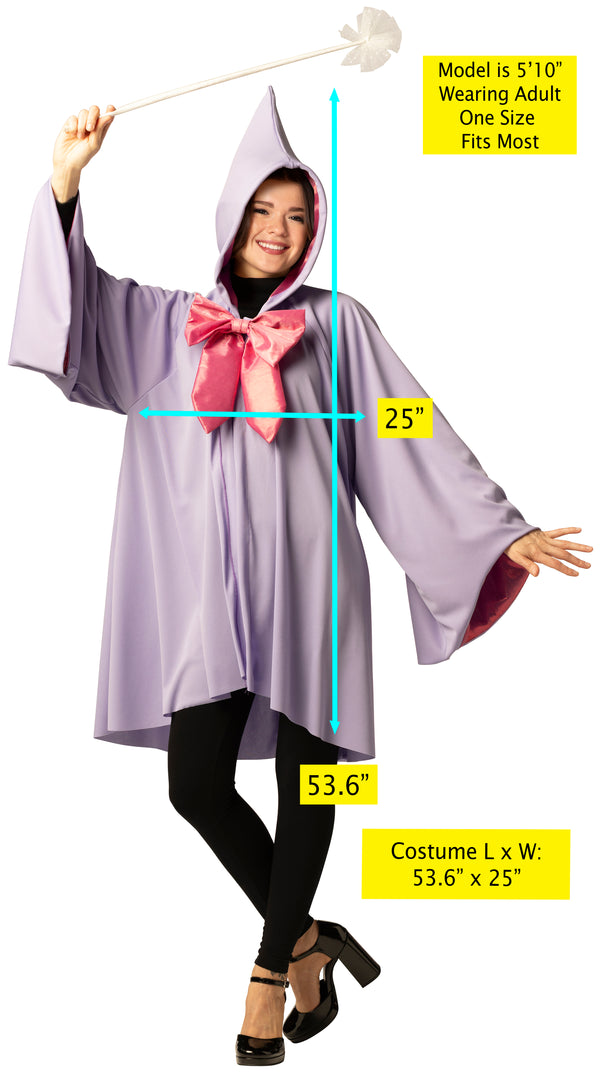 Fairy Godmother with Hooded Cape & Wand, Purple Costume, One Size Fits Most