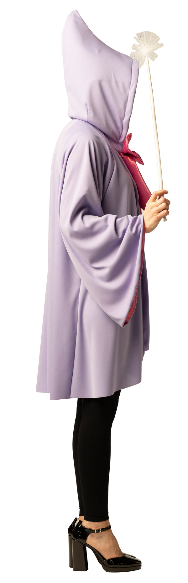 Fairy Godmother with Hooded Cape & Wand, Purple Costume, One Size Fits Most