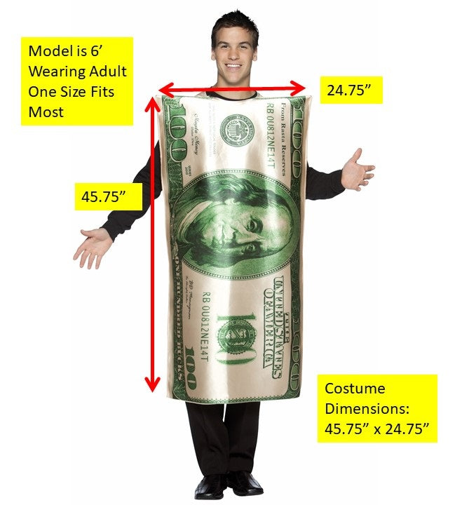 $100 Bill Costume, Adult One Size