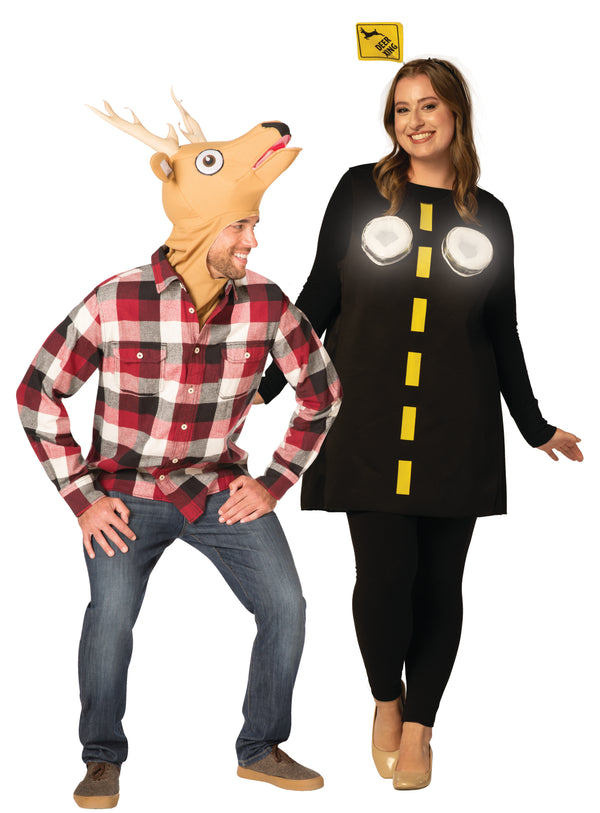 Deer in Headlights Couple Costume, Adult One Size & Women's Dress Size 14-16