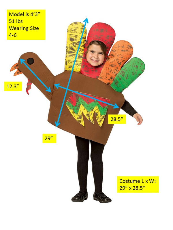 Hand Thanksgiving Turkey Bundle Costume, Adult One Size & Child 4-6x