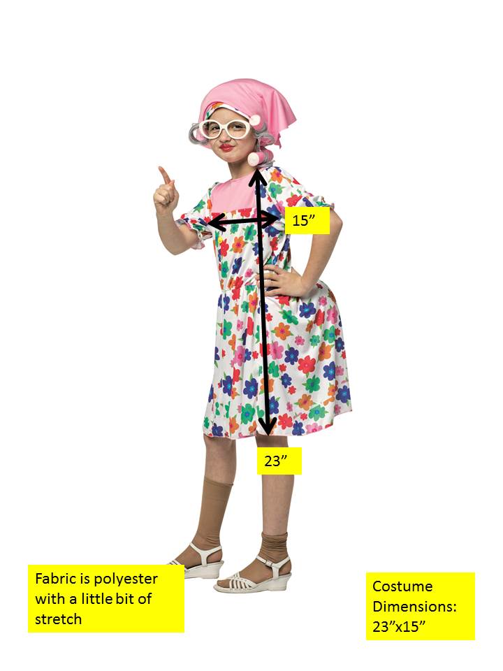 Girl's Granny Kids Costume, Various Child Sizes