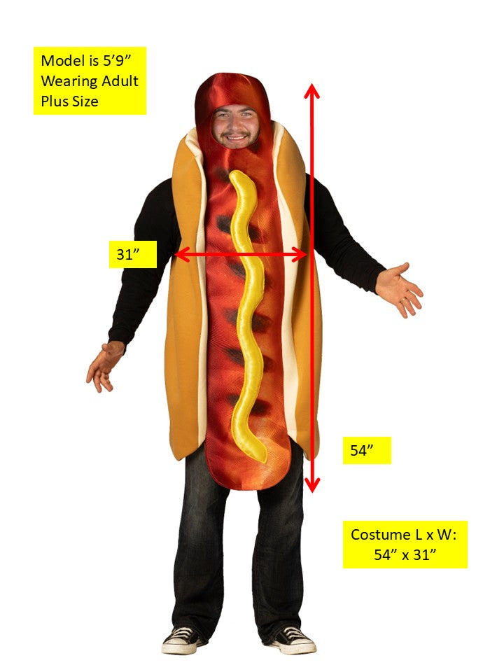 Hot Dog Grilled in Bun Ultimate Halloween Costume, Adult Plus Size