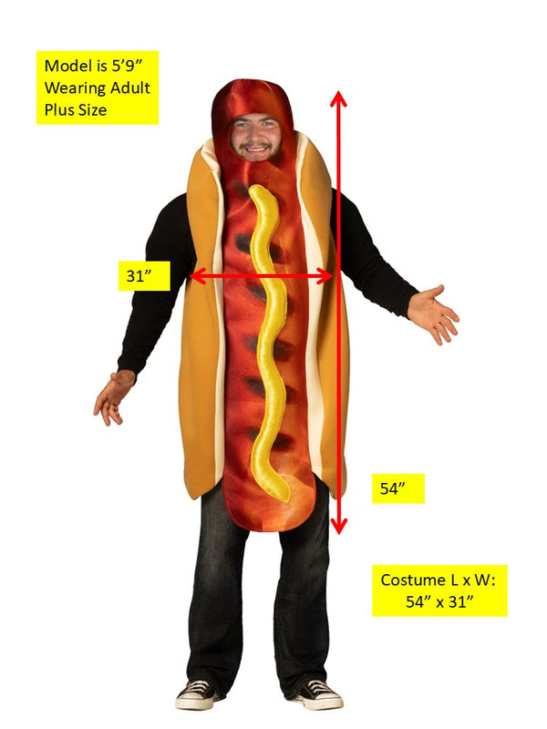 Hot Dog Grilled in Bun Ultimate Halloween Costume, Adult Plus Size