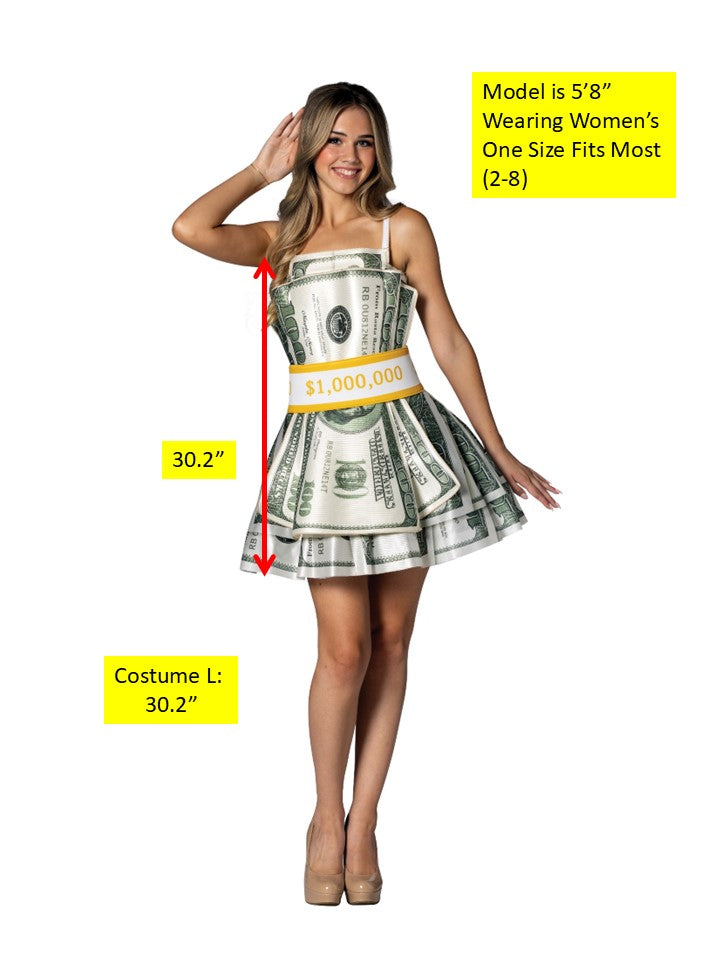 Money Dress Costume, Women's Size  2-8