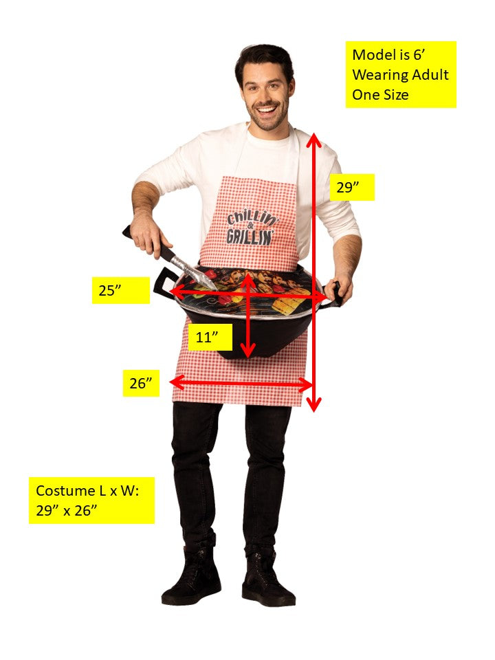 Grill Master Apron w. BBQ Halloween Costume, Adult One Size