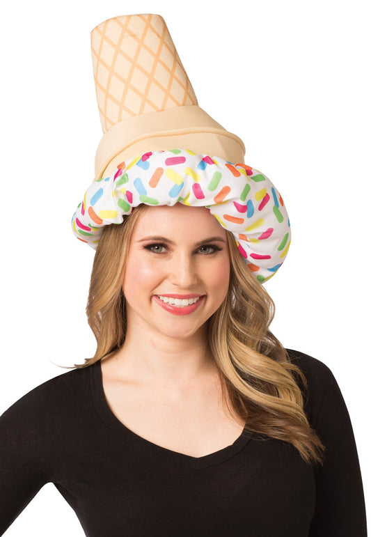 Vanilla Ice Cream Cone Hat, Novelty Headpiece, Adult One Size