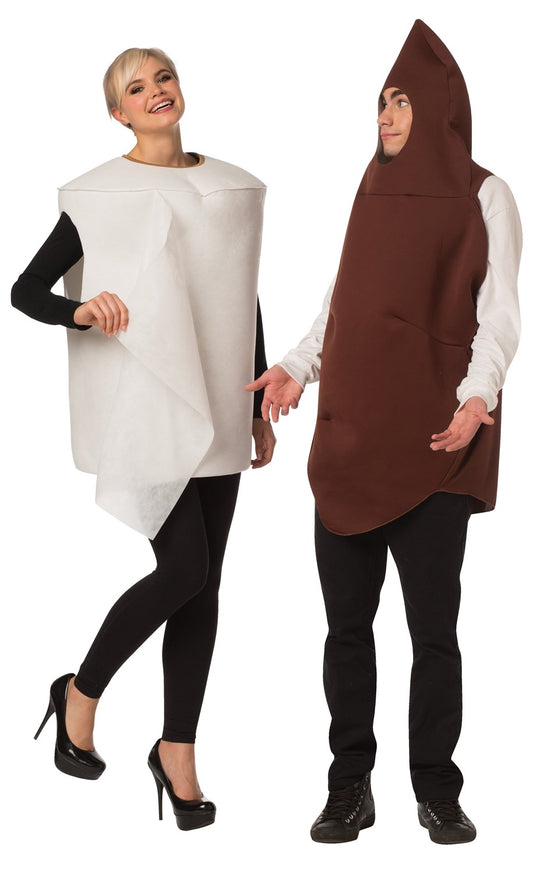Poop and Toilet Paper Couples Halloween Costume, Adult One Size