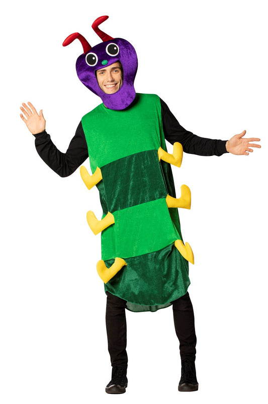 Caterpillar Halloween Costume, Colorful with Headpiece, Adult One Size