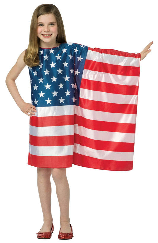 USA Flag Dress Costume, Child Size 7-10