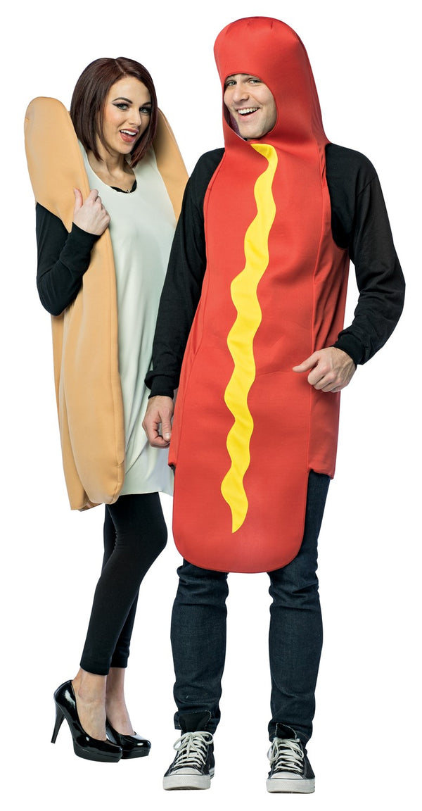 Hot Dog & Bun Couples Costume, Adult One Size