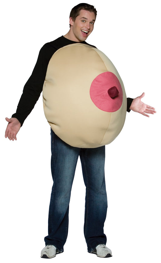 Giant Boob with Squeaky Nipple Costume, Adult One Size