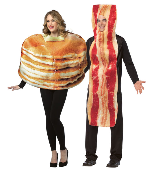 Pancakes & Bacon Slice Couples Halloween Breakfast Costume, Adult One Size
