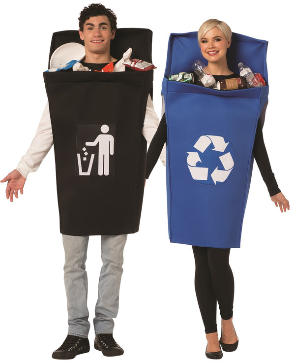 Trash Can & Recycle Can Couples Halloween Costume, Adult One Size