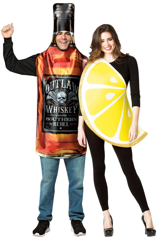 Whiskey Sour, Get Real Whiskey & Lemon Slice Couples Halloween Costume Set