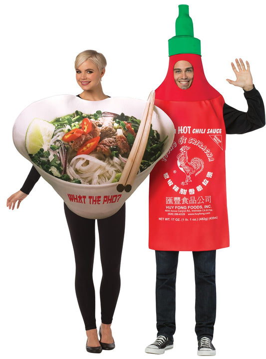 Asian Fusion 1 Sriracha & Pho Noodle Bowl Couples Halloween Costume Set